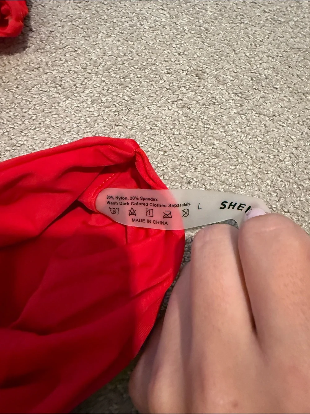 SHEIN Red Strapless Bandeau Bikini Set